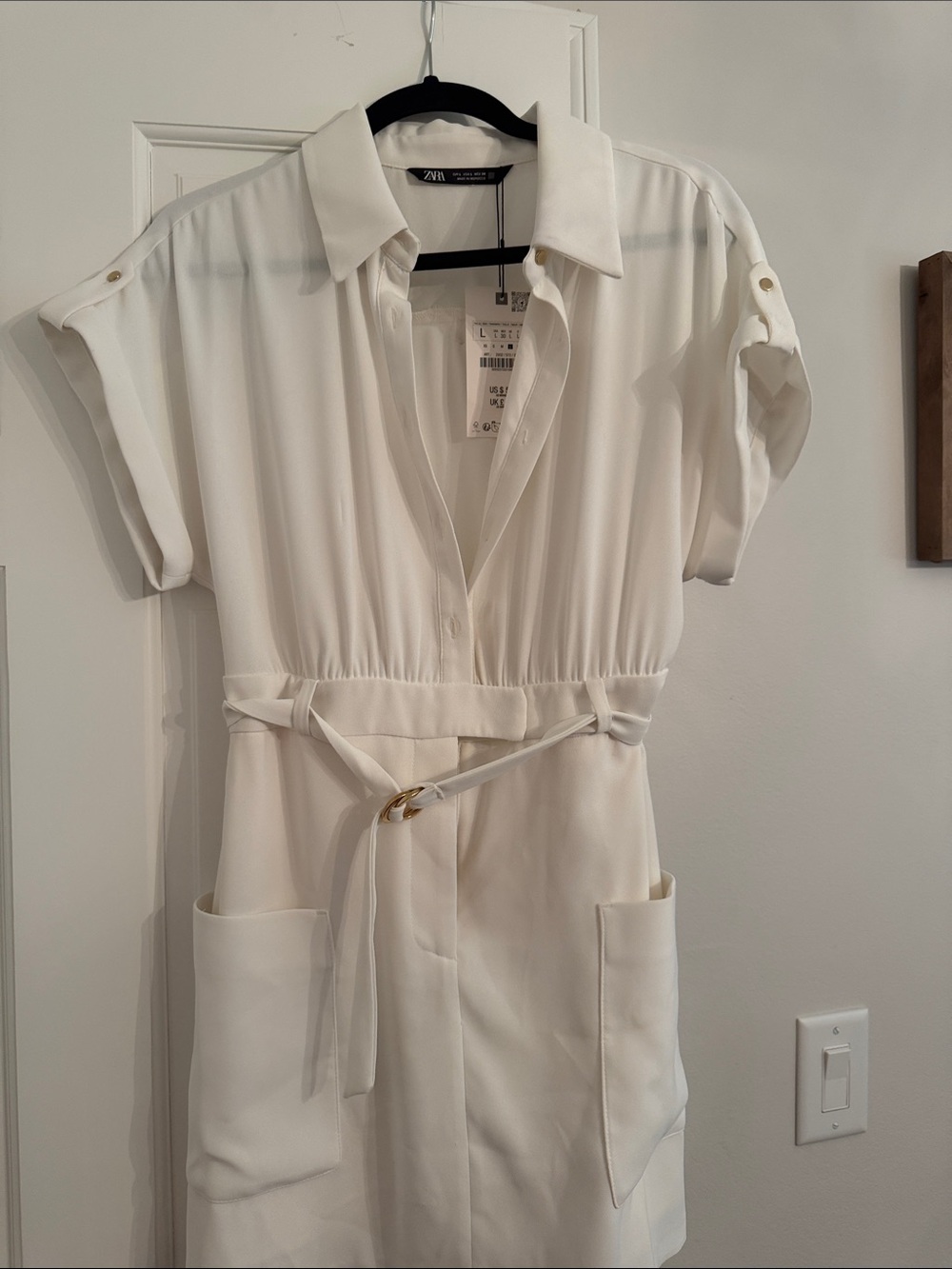 Zara white belted dress